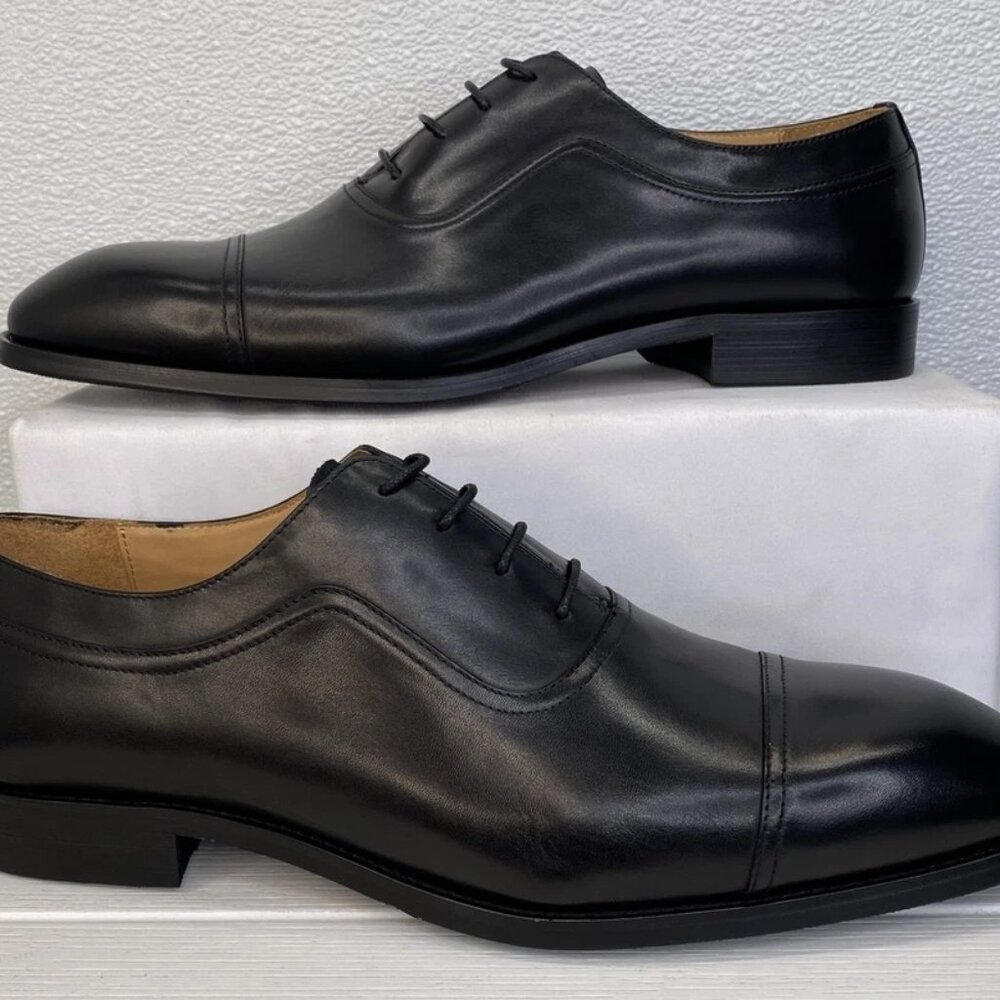 NEW Spier & Mackay Balmoral Cap Toe Dress Shoes Mens Size 11.5 Black Leather